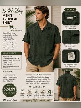 Men's Short-Sleeve Button-Down Shirt in Olive
